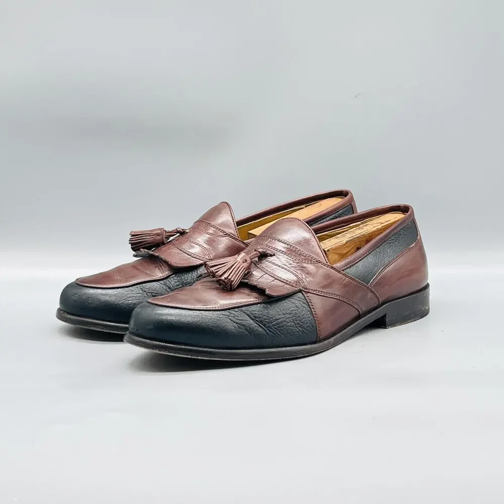Johnston & Murphy Shoes Mens 10.5 Brown Leather Tassel Loafers Slip On Dress